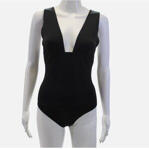 Zara Black Bodysuit V-neck sleeveless Size M New with Tags
